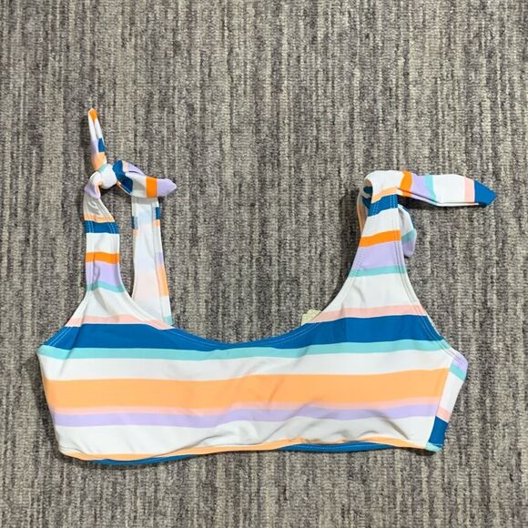 Brand‎ New GB Women's Large Removable Pads Surf Side Striped Bikini Top Swimwear - Picture 1 of 6
